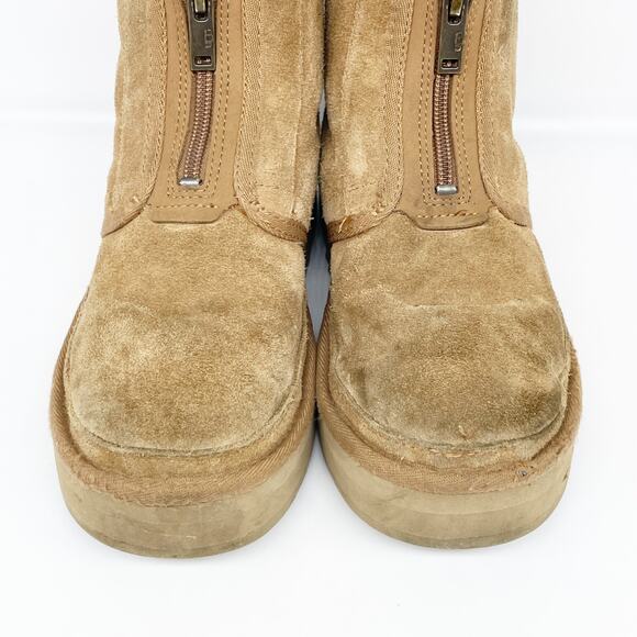 UGG Kid's Neumel Platform Suede Zip Boot Brown Suede Size 3 - Picture 3 of 10